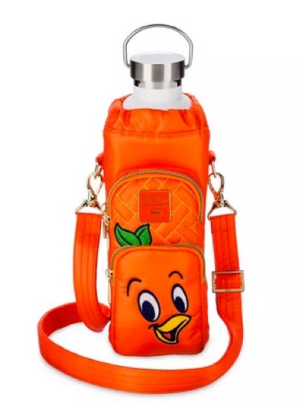 lug Orange Quilted Crossbody Bottle Bag with Cartoon Face